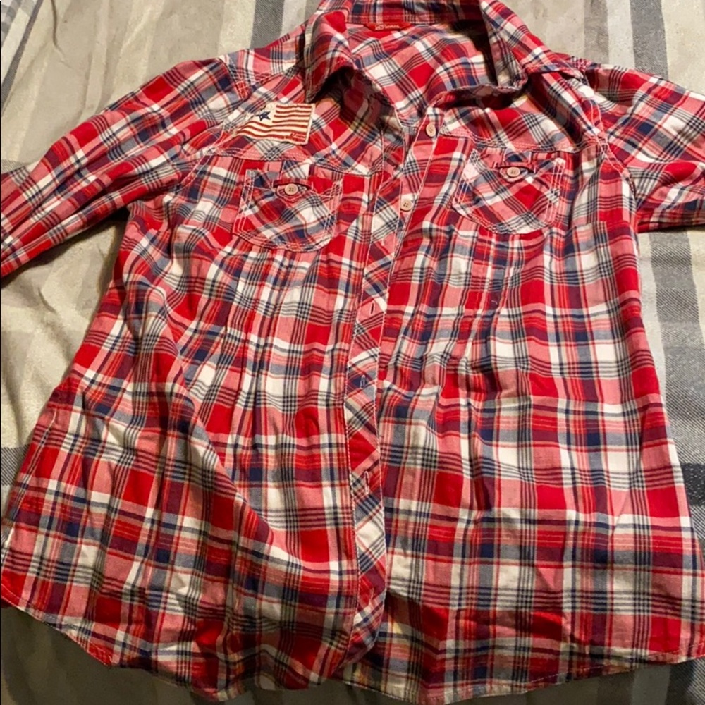 Red white and blue flannel